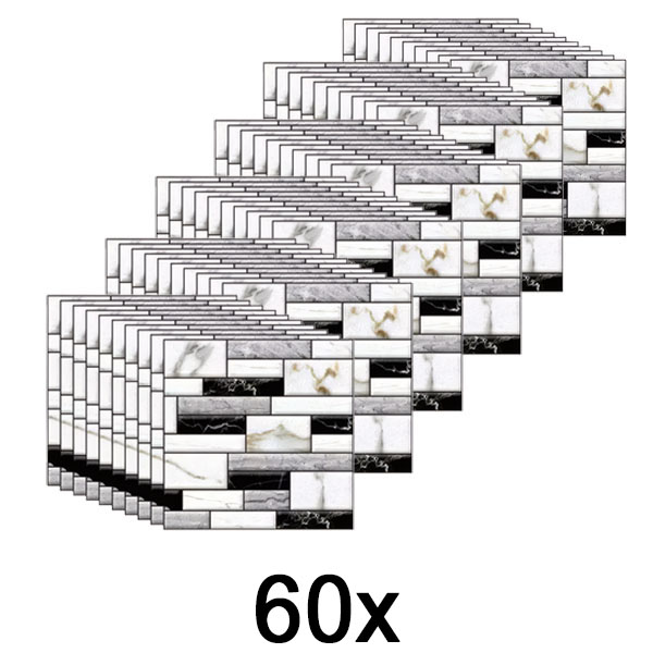 6x 3D zidne naljepnice s mramornim izgledom (10 kom) | MARBLEBLOCKS