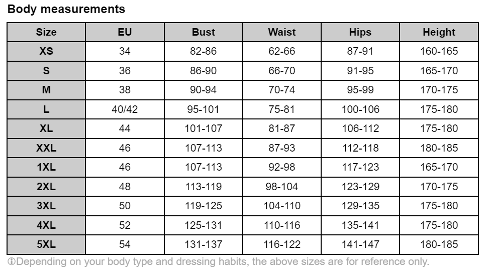 Cloths size chart (2)